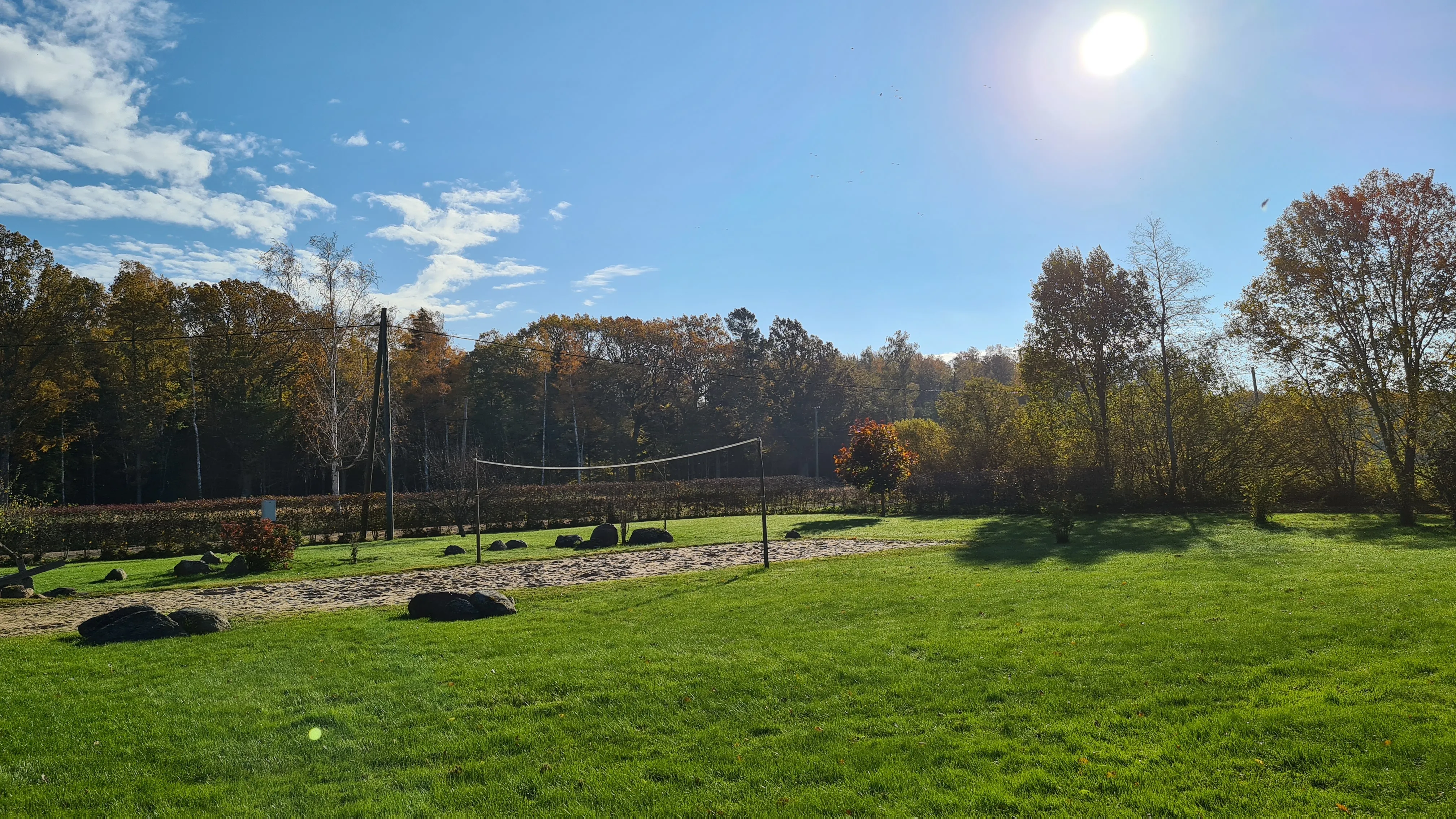 Beach-volleyball net on the lawn